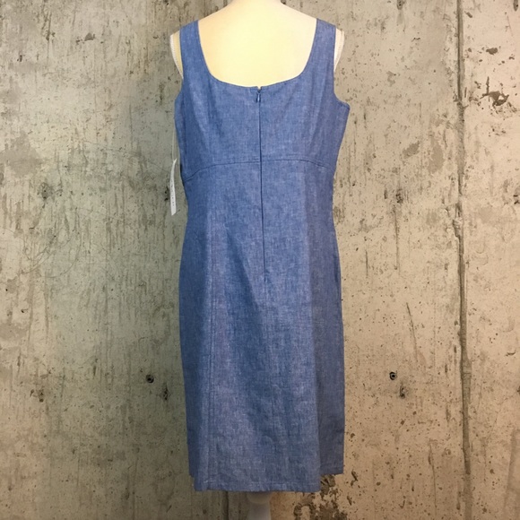 Liz Claiborne 12 Chambray Dress Linen Sleeveless - Picture 2 of 8